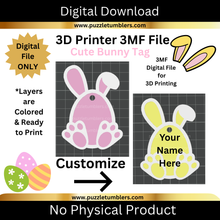 Load image into Gallery viewer, DIGITAL (3MF File): Cute Bunny Easter Gift Tag