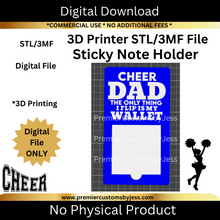 Load image into Gallery viewer, DIGITAL (STL &amp; 3MF Files): Cheer Dad Themed Sticky Note Holder