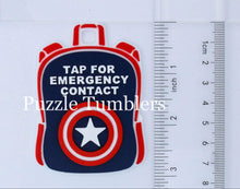 Load image into Gallery viewer, CAPTAIN Character: Emergency Contact Backpack Tag with NFC Chip – 3D Printed Safety Tag (Will Ship in 5-12 days)