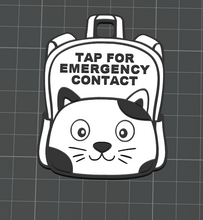 Load image into Gallery viewer, Cat with Face: Emergency Contact Backpack Tag with NFC Chip – 3D Printed Safety Tag (Will ship in 5-12 days)