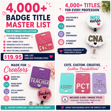 Load image into Gallery viewer, 4000+ Badge Buddy &amp; Badge Reel Title Master List | CSV + Excel | Digital Download