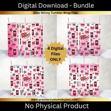 Load image into Gallery viewer, DIGITAL DOWNLOAD BUNDLE - 20oz Skinny Hearts &amp; Bows Soda Coquette Tumbler Wrap PNG, 20oz Skinny Tumbler Design, Pink Bows, Sublimation Wrap, Coquette Soda Digital File  *PNG FILE ONLY