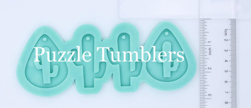 CUSTOM MOLD: 'Cactus Drop and Cactus Shape' Double Earring Mold MAY TAKE UP TO 14 DAYS SHIPPING (D16)