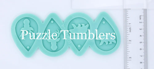CUSTOM MOLD:  'DOUBLE BEAR AND DEER DROP EARRINGS' Mold *May have a 14 Day Shipping Delay (D3)