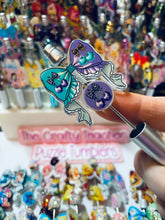Load image into Gallery viewer, Acrylic Pen Spinners: Purple &amp; Teal Cherry Bow
