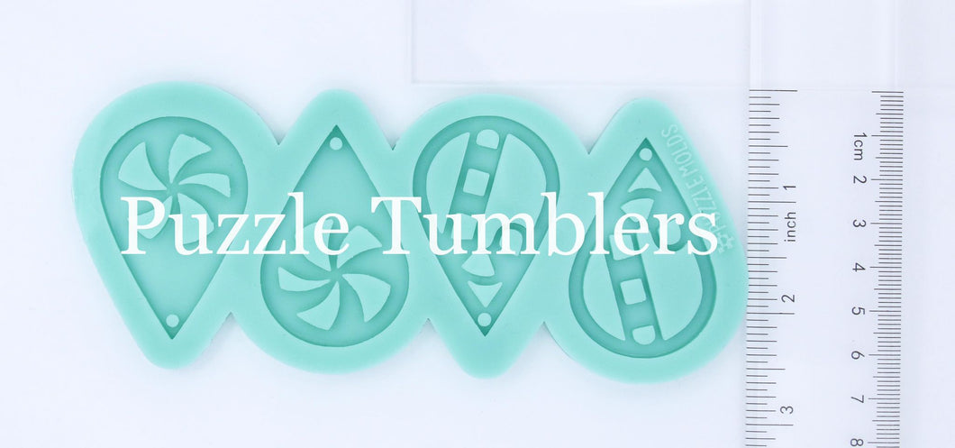 CUSTOM MOLD:  'DOUBLE CANDY CANE & PEPPERMINT DROP EARRINGS' Mold *May have a 14 Day Shipping Delay (D8)