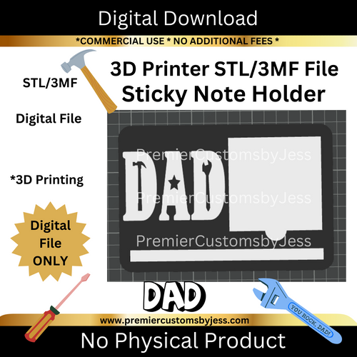 DIGITAL (STL & 3MF Files): Dad Themed Sticky Note Holder