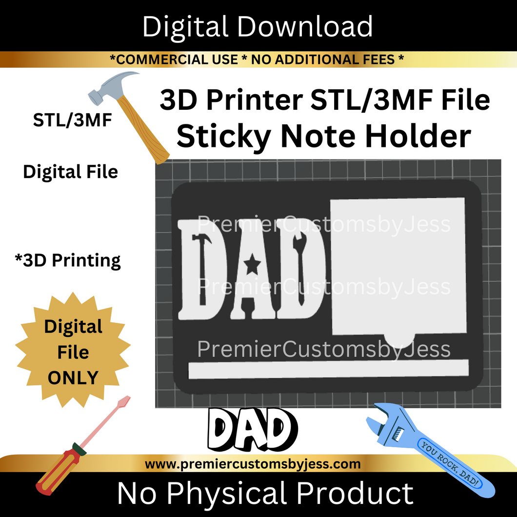 DIGITAL (STL & 3MF Files): Dad Themed Sticky Note Holder