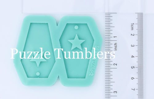 CUSTOM MOLD: COFFIN WITH STARS EARRING *May have a 7-10 Day Shipping Delay (E81)