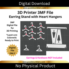 Load image into Gallery viewer, DIGITAL (3MF File): Earring Stand with Heart Hangers