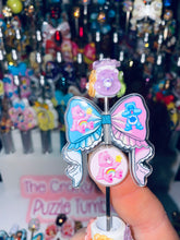 Load image into Gallery viewer, Acrylic Pen Spinners: Pink &amp; Blue Caring Bear Bow