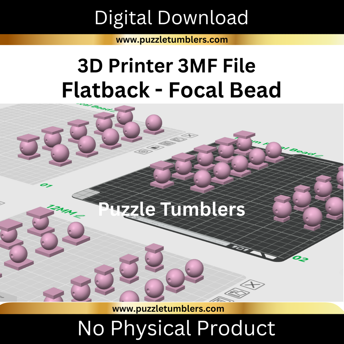 DIGITAL (3MF File): Focal Bead Bundle (20mm, 18mm, 16mm, 15mm, 12mm) w ...