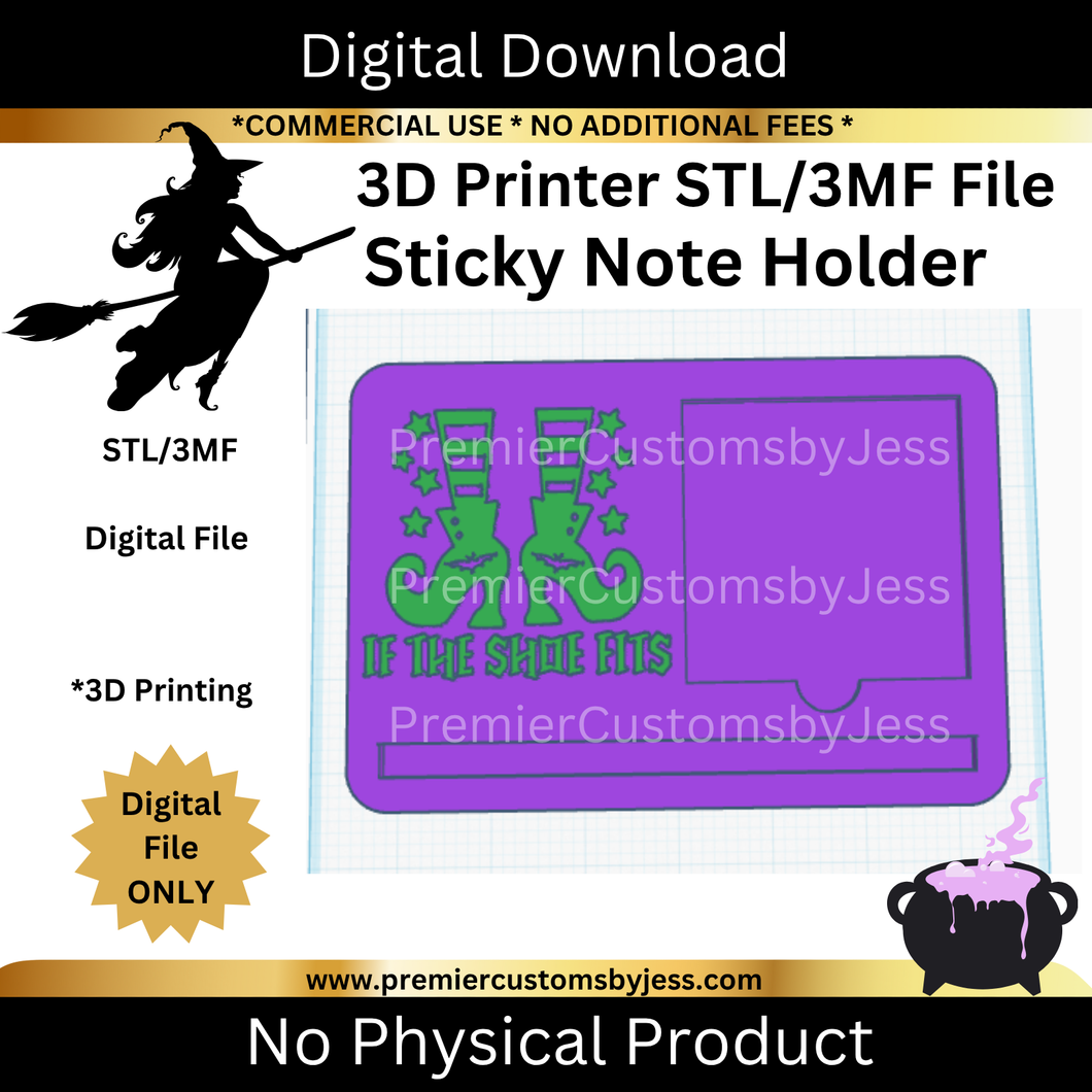 DIGITAL (STL & 3MF Files): If The Shoe Fits Halloween - Themed Sticky Note Holder
