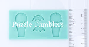 CUSTOM MOLD: Ice Cream with Fudge Earring Mold *May have a 14 Day Shipping Delay (L5)