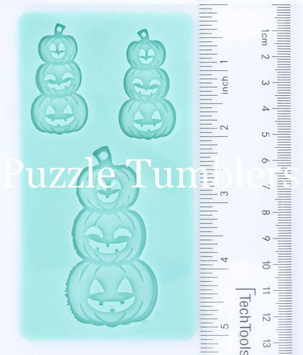 CUSTOM MOLD: Triple Pumpkin Earring & Pendant Mold *May have a 14 Day Shipping Delay (L59)