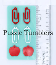 Load image into Gallery viewer, CUSTOM MOLD: Paper Clip Dangle &amp; Paper Clip and Apple Dangle Earring Mold *May have a 14 Day Shipping Delay (L8)