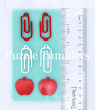 Load image into Gallery viewer, CUSTOM MOLD: Paper Clip Dangle &amp; Paper Clip and Apple Dangle Earring Mold *May have a 14 Day Shipping Delay (L8)