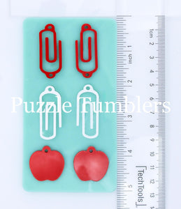 CUSTOM MOLD: Paper Clip Dangle & Paper Clip and Apple Dangle Earring Mold *May have a 14 Day Shipping Delay (L8)
