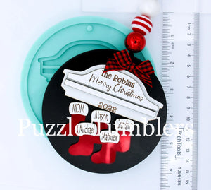 CUSTOM MOLD: 3D Fireplace with Stockings Christmas Ornament (Family of 5) Mold *May have a 14 Day Shipping Delay (L97)