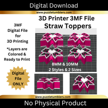 Load image into Gallery viewer, DIGITAL (3MF File): Leopard Straw Toppers 8mm &amp; 10mm (2 Sizes + 2 Styles = 4 Total Toppers)