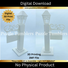 Load image into Gallery viewer, DIGITAL (3MF File): 3D Printed Vintage Street Lamp 3MF File | Decorative Holiday Lantern | Standing Light Post Digital Download