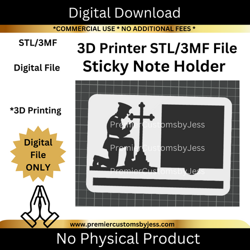 DIGITAL (STL & 3MF Files): Praying Soldier - Themed Sticky Note Holder