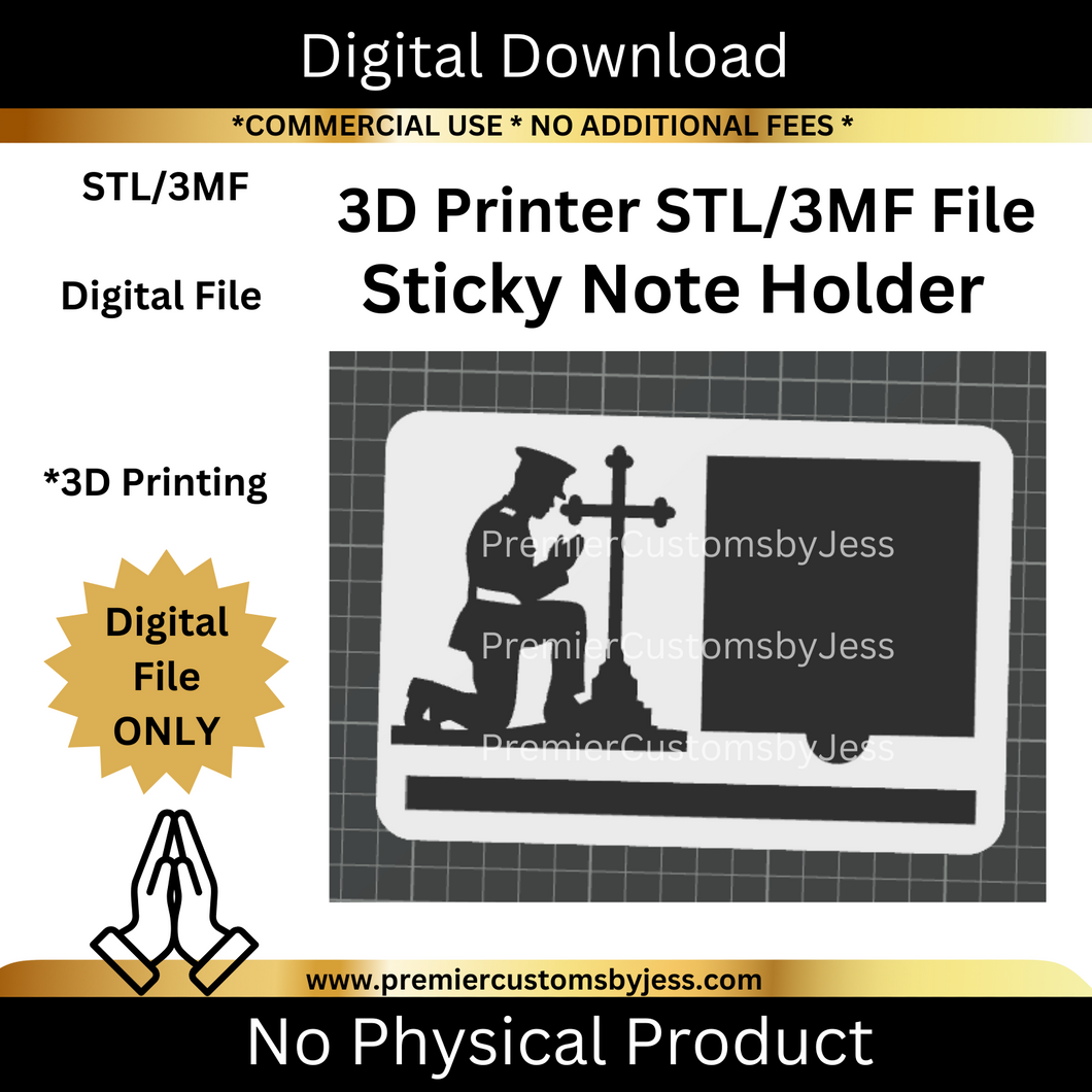 DIGITAL (STL & 3MF Files): Praying Soldier - Themed Sticky Note Holder