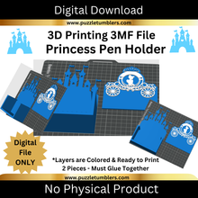 Load image into Gallery viewer, DIGITAL (3MF File): Princess with Castle Pen Holder Desk Organizer