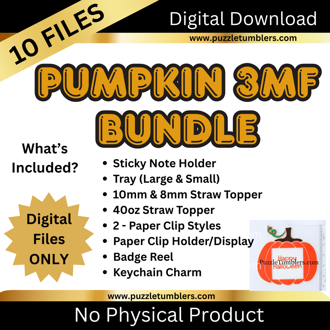 DIGITAL (3MF File): Cute Round Pumpkin BUNDLE (10 Files)