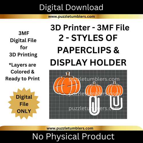 DIGITAL (3MF File): Cute Round Pumpkin - Paper Clips & Holder