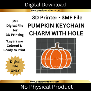 DIGITAL (3MF File): Cute Round Pumpkin - Key Chain