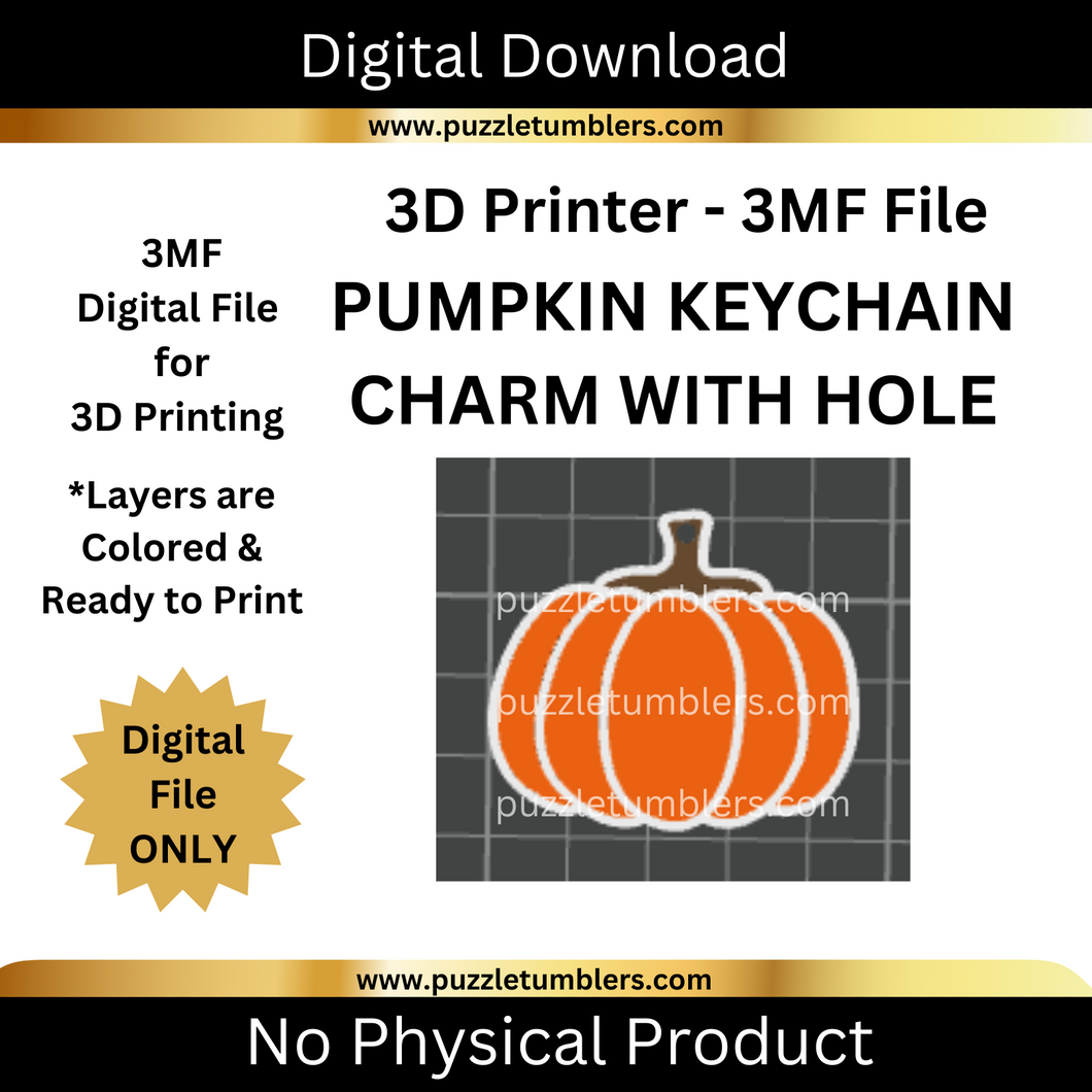 DIGITAL (3MF File): Cute Round Pumpkin - Key Chain