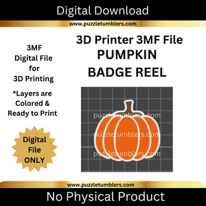 DIGITAL (3MF File): Cute Round Pumpkin - Badge Reel