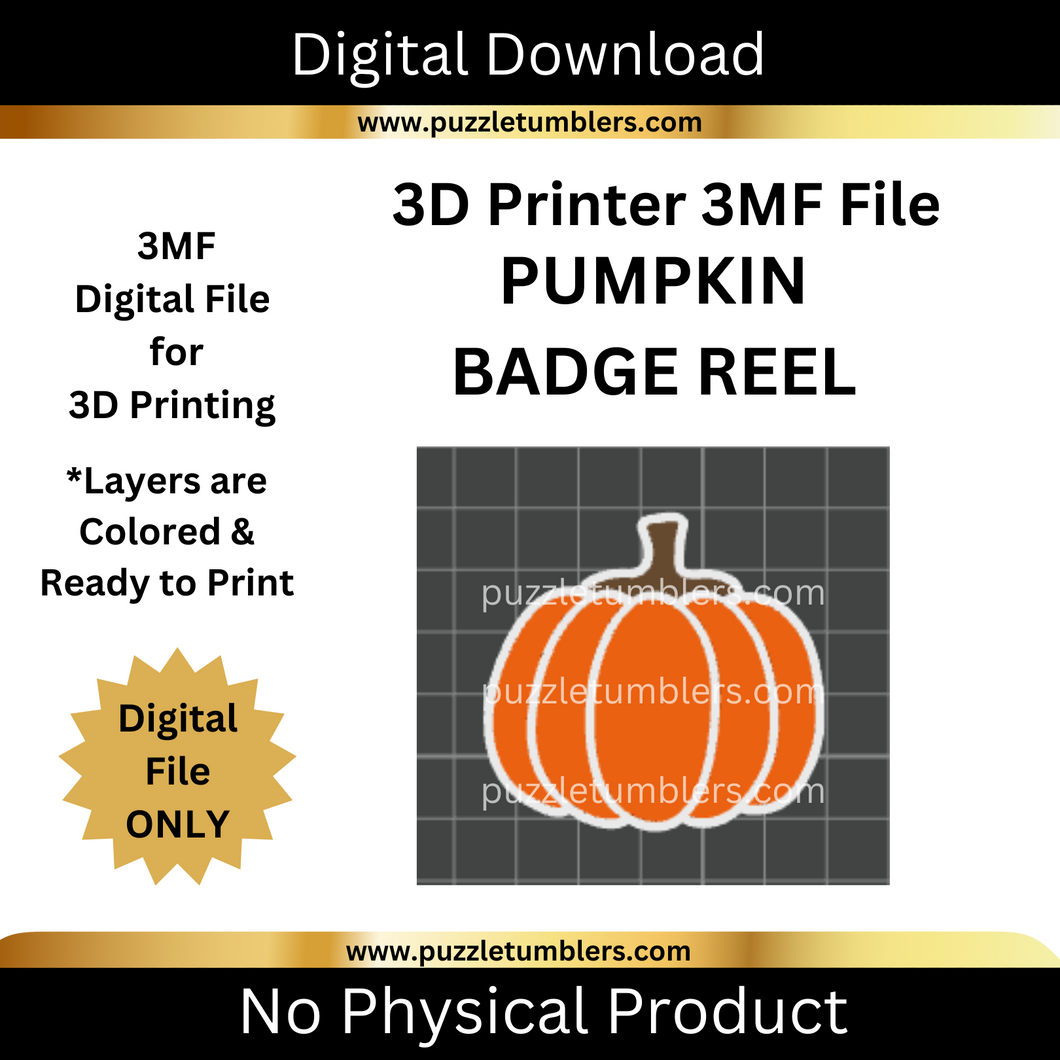 DIGITAL (3MF File): Cute Round Pumpkin - Badge Reel