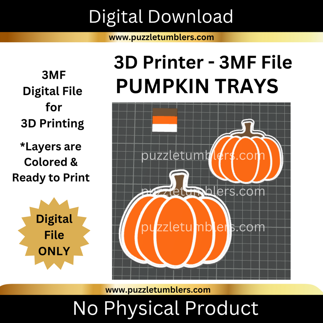 DIGITAL (3MF File): Cute Round Pumpkin - Tray (Large & Small)