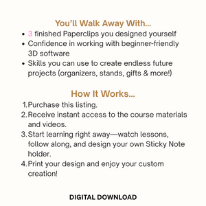 ✨ Beginner 3D Printing Course + 5 FREE BONUS FILES | Design & Create Your Own 3D Paperclips 2 Styles | Step-by-Step Online Class