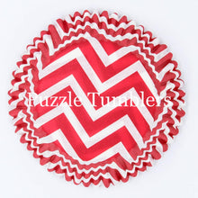 Load image into Gallery viewer, Red Chevron Cupcake Sleeves