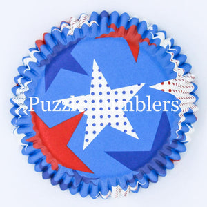 Red White and Blue Stars Cupcake Sleeves