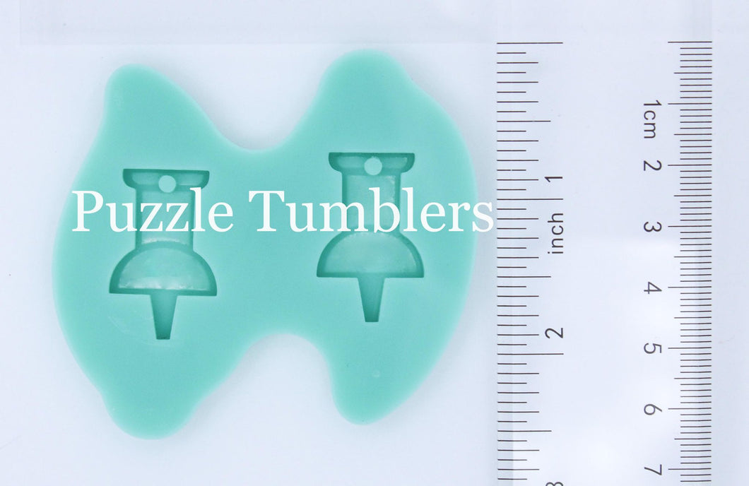 CUSTOM MOLD:  Thumb Tack Engraved Earring Mold *May have a 14 Day Shipping Delay (S17)
