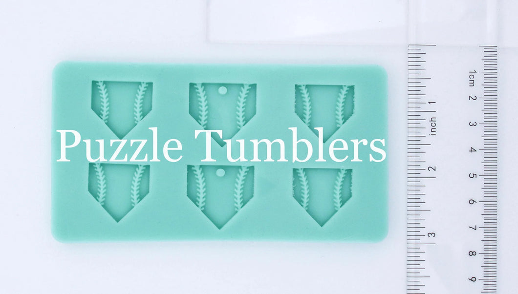 CUSTOM MOLD: Baseball Plate Earring & Stud Trio Mold *May have a 14 Day Shipping Delay (S85)