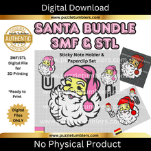 Load image into Gallery viewer, DIGITAL (STL &amp; 3MF Files): Santa Claus - Themed Sticky Note Holder &amp; Paperclip (6 Item) Bundle