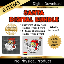 Load image into Gallery viewer, DIGITAL (STL &amp; 3MF Files): Santa Claus - Themed Sticky Note Holder &amp; Paperclip (6 Item) Bundle