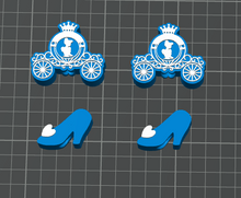 Load image into Gallery viewer, DIGITAL (3MF File): Carriage &amp; Glass Slipper Straw Toppers 8mm &amp; 10mm (2 Sizes = 4 Total Toppers)