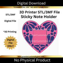 Load image into Gallery viewer, DIGITAL (STL &amp; 3MF Files): Heart Shaped Talavera Sticky Note Holder