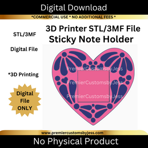 DIGITAL (STL & 3MF Files): Heart Shaped Talavera Sticky Note Holder