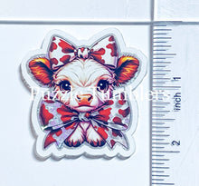 Load image into Gallery viewer, Acrylic Flat Back Shakers: Cow with Cow Print Bow (SH #11)
