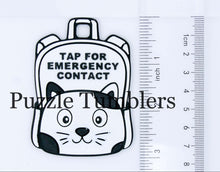 Load image into Gallery viewer, Cat with Face: Emergency Contact Backpack Tag with NFC Chip – 3D Printed Safety Tag (Will ship in 5-12 days)