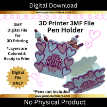 Load image into Gallery viewer, DIGITAL (3MF File): Be Mine "Valentine's Theme" Pen Holder Desk Organizer