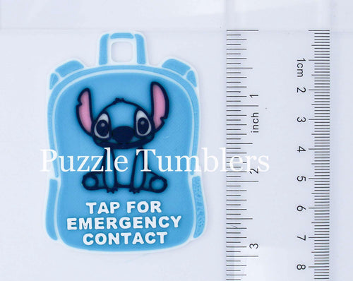 Blue Character: Emergency Contact Backpack Tag with NFC Chip – 3D Printed Safety Tag (Will Ship in 5-12 days)