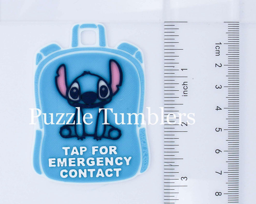 Blue Character: Emergency Contact Backpack Tag with NFC Chip – 3D Printed Safety Tag (Will Ship in 5-12 days)